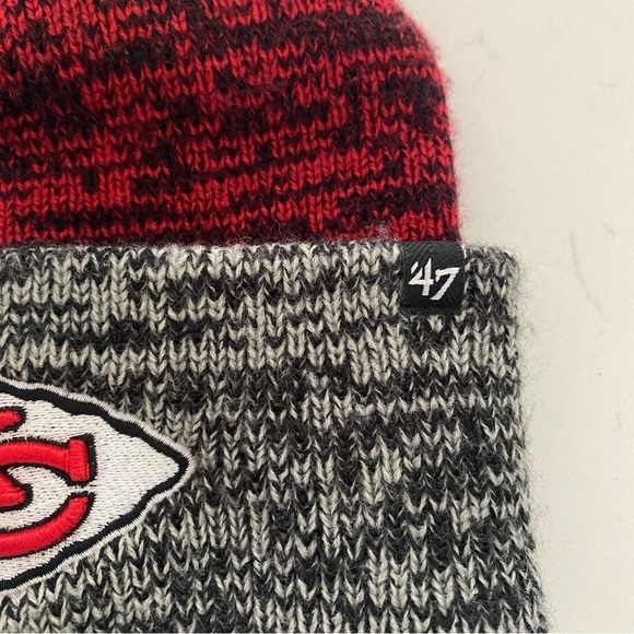 Kansas City Chiefs Embroidered Logo Red, Grey, Black Beanie Hat Chiefs Patch - Picture 2 of 8